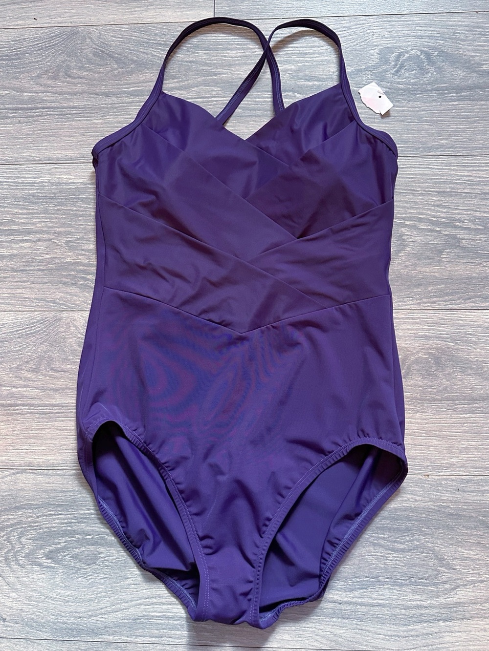 Lands’ End NWT Crossover One Piece Swimsuit Purple Size 12L Long